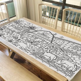 Tiny Expressions Farm Coloring Tablecloth for Kids - Rolled, No Creases 30" x 72" Large Coloring Poster for Farm-Themed Birthday Parties - Barnyard Party Decorations for Boys and Girls