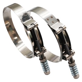 4.5 inch T Bolt Hose Clamp Stainless Steel - Spring Loaded Heavy Duty Hose Clamps 109mm - 117mm for 4.5" Hose, Auto-adjusting Diameter helps Maintain Constant Tension (109-117mm, 2 Pack)