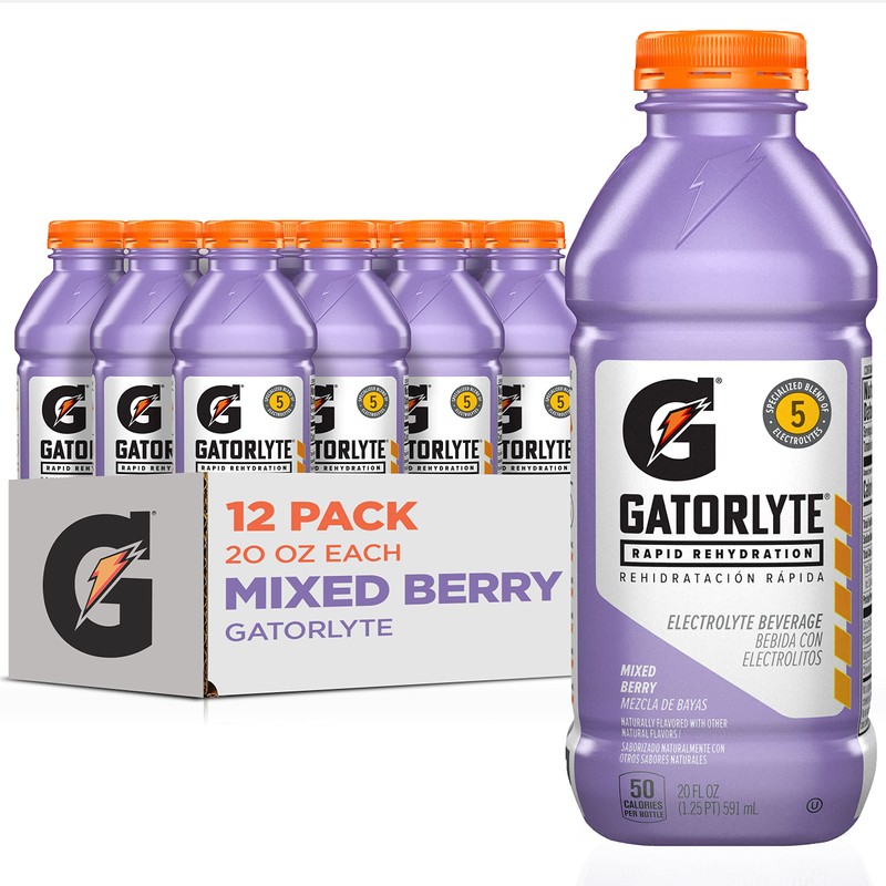 Gatorade Rapid Rehydration Electrolyte Beverage, Mixed Berry, 20oz Bottles (12