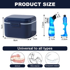 GmeDhc Dental Denture Box with Denture Brush, Denture Box, Dental Pod, Braces Box, Invisible Braces Storage Box for Holder, Cleaning Box