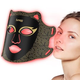Sunegg Terapia de luz roja para rostro, terapia de luz con máscara facial LED, máscara de terapia de luz roja portátil para el cuidado de la piel en casa y de viaje.