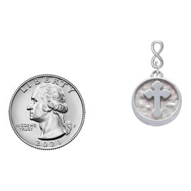 Delight Jewelry Silvertone Botonee Cross - Round Seal Silvertone Infinity Post Earrings