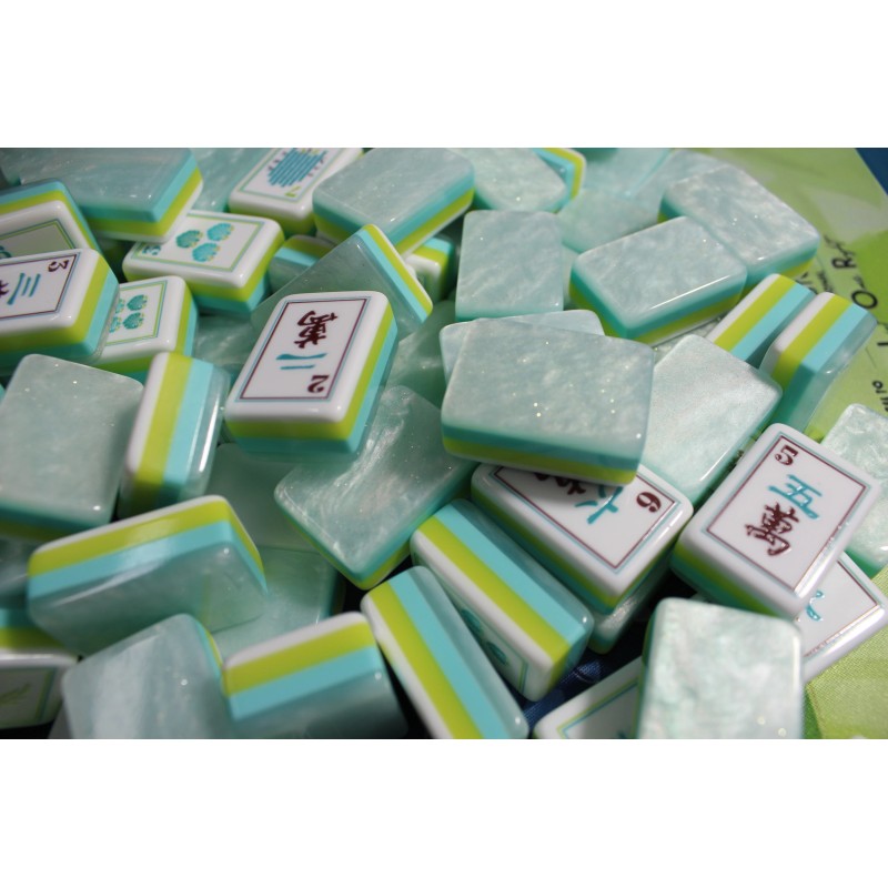 4-Layer Engraved American Mahjong Set, Boutique 160-Tile Mint Marbled Edition,