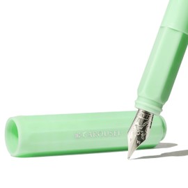 Ferris Wheel Press , Carousel Fountain Pen, Acrylic Blend Body, Air-Sealed Click Locking Cap, Lost in the Leaves, Mint Green, Fine Nib