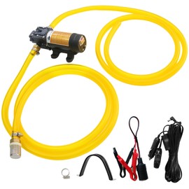 Steauty 12V Fuel Transfer Pump Set, Moves Up to 120 Gallons of Gas or Diesel Per Hour with 80W DC Motor, Suitable for Vehicles, Boats, Equipment, Gasoline, Diesel (Pump and Hose)
