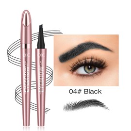 2024 New Magic Eyebrow Pencil with 4 Micro-Fork Tip Long-lasting Waterproof Eyebrow Pen and Smudgeproof Brow Pen,Creates Natural Looking Defined Eyebrows(Black)