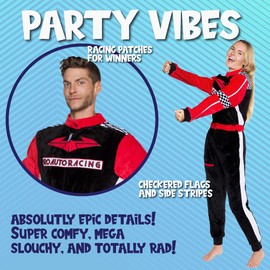 Silver Lilly Uniform Pajamas - Adult One Piece Cosplay Race Car Driver Costume (Red, Small)