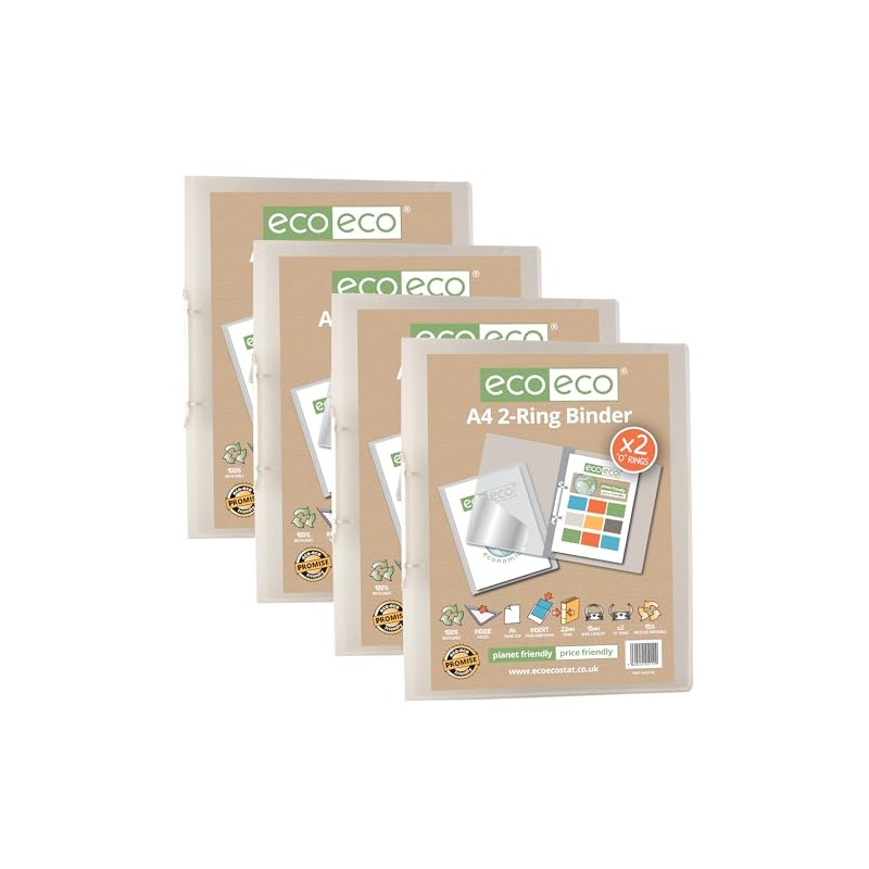 eco-eco A4 95% Recycled Presentation 22mm Spine 2 Ring Binder