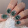 Green Pop Magnet Handmade Nail Tips - Short Square /