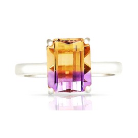 Genuine 1ct Ametrine 925 Solid Sterling Silver Engagement Ring Size 8, 9