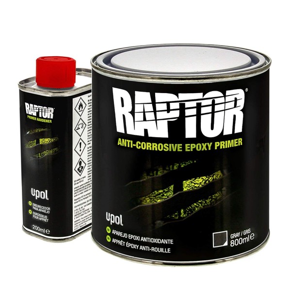 RAPTOR 4:1 Anti-Corrosive Epoxy Primer Kit UP4831 Gray 1L, 2 Piece Set