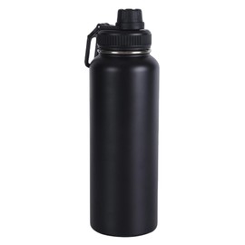 PCSCER Wide Mouth Insulated Sports Water Bottle,Double wall Stainless Steel Vacuum flask with Leakproof Lid (Black, 40 Ounces)