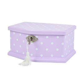 Art Lins Elle Ballerina Music Jewelry Box with Lock, Girl's Keepsake Storage Box, Wind Up Music Wooden Case, Small (Purple)