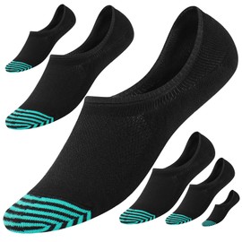 Hicomlor No Show Socks for Men 6 Pack,Non Slip Cotton Low Cut Trainer Socks for Sneaker Loafer Running (UK, Alpha, L, Regular, Regular, Black-Geen)