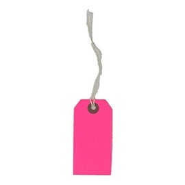 K-Kraft Gift Tags with String Options (#2 = 3.25 x 1.625 inches, PRE-Strung NEON Pink)