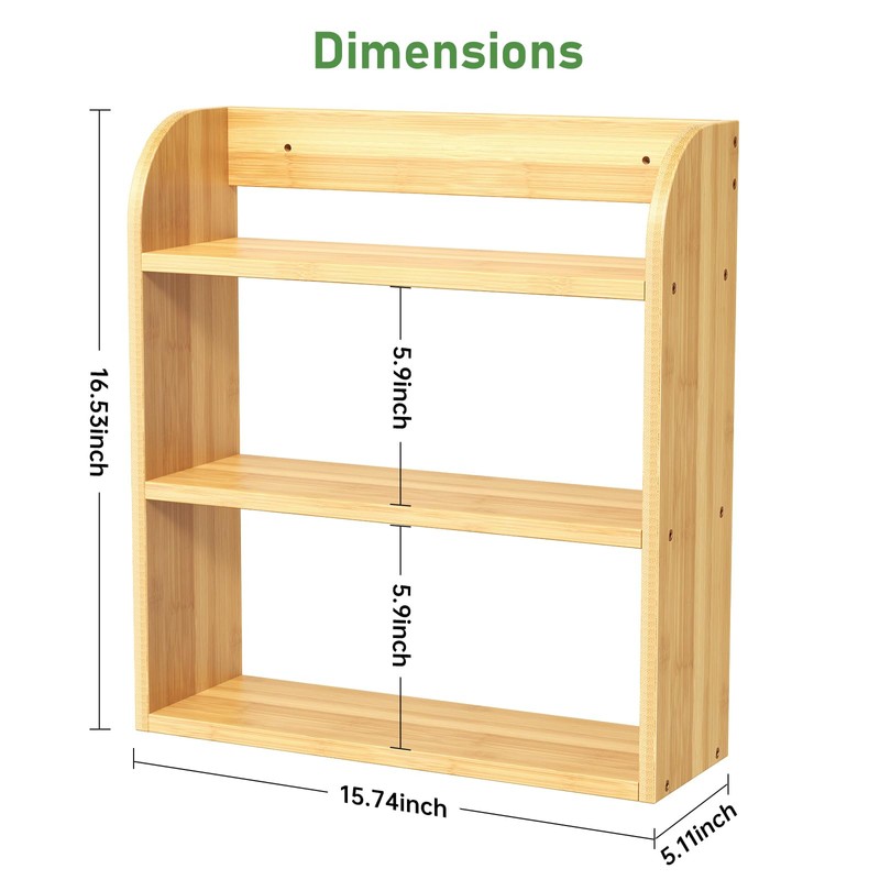ROMGUAR CRAFT 3 Tier Bamboo Spice Rack, Countertop or Wall