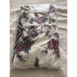 LuLaRoe MAXI Skirt Dress White Black Pink Roses Dip Tribal 🦄 Large 14/16 12/14