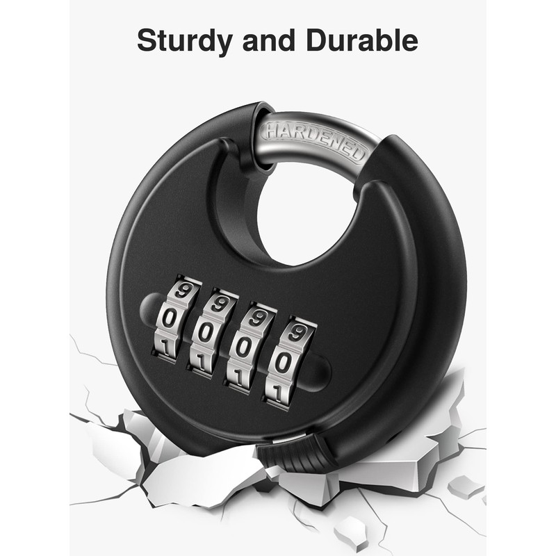 Puroma Combination Lock, 4 Digit Padlock with Hardened Steel Shackle,