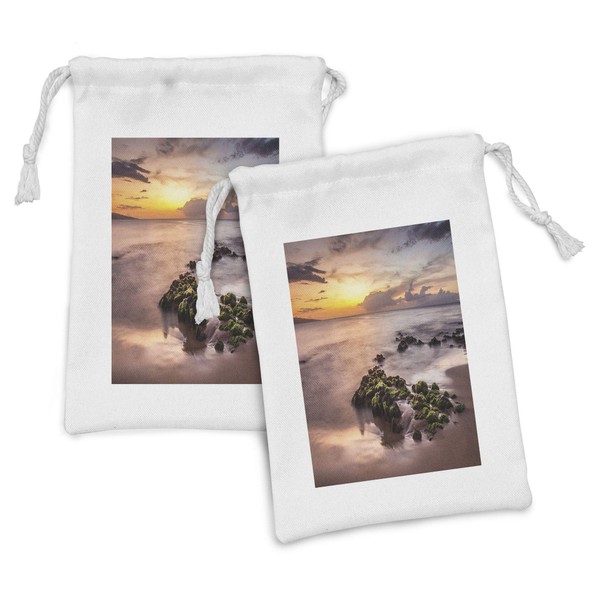 Lunarable Beach Fabric Pouch Set of 2, Wailea Maui Sunset
