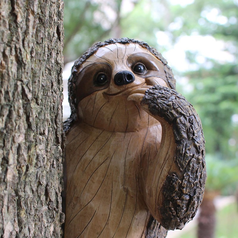 CHEOTIME Sloth Tree Hugger, Outdoor Tree Decorations Statue Hanging Outdoor