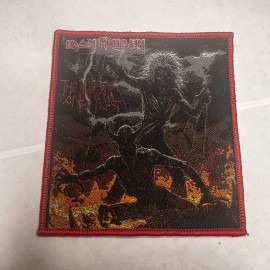 IRON MAIDEN, THE NUMBER OF THE BEAST, 4X4 INCHES, RED BORDER, WOVEN PATCH
