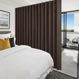 Hiasan Privacy Room Divider Patio Sliding Door Curtain Extra Wide Blackout Thermal Insulated Curtains with Back Tab & Rod Pocket for Bedroom Partition Living Room (120 x 96 Inches, Brown)