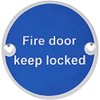 V Safety Fire Door Keep Locked Sign, Aluminium, 76 mm,