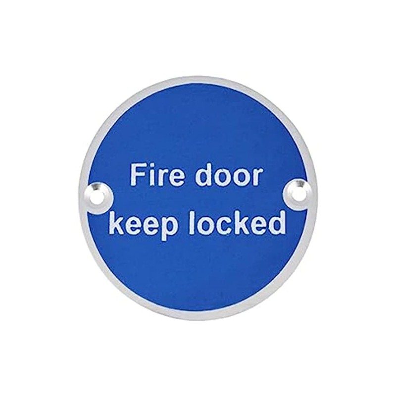 V Safety Fire Door Keep Locked Sign, Aluminium, 76 mm,