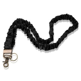 Ouligay Stretchy Scrunchie Lanyard for Id Badges Keys Cute Teacher Lanyards Neck Lanyard for Keys Retractable Keychain Holder for Women Ladies16.93 Inch black