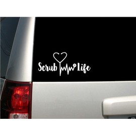 Appalachian Decals 6" White Vinyl Scrub Life Decal - Nurse - Doctor - RN - LPN - CNA - Made in The USA