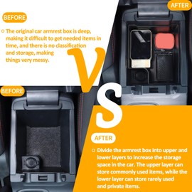 Daeiclru Center Console Organizer Tray Compatible with Subaru WRX 2022 2023 2024, ABS Console Armrest Organizer, Insert Armrest Box Secondary Storage Black