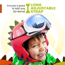 OutdoorMaster Kids Ski Goggles, Snow Goggles for Boys & Girls with 100% UV Protection - VLT 10% White Frame Grey Lens