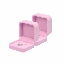 FAYADA 2 Pieces Pink Velvet Pendant Necklace Case Classic Jewelry Gift Box for Wedding Christmas Thanksgiving Birthday Gift Displays Showcases Boxes