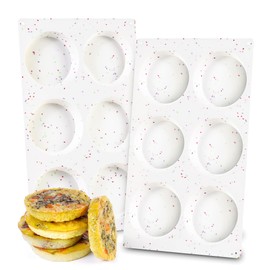 FUNBAKY Silicone Egg Sandwich Molds, 3 Inch Muffin Top Pan Non Stick Egg Mold for Breakfast Sandwiches, 2 Pack Whoopie Pie Pan, Circle Egg Mold for Baking English Muffins, Egg Sandwich, Whoopie Pies