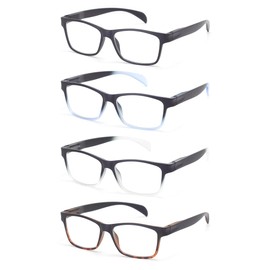 Autojouls 4-Pack Blue Light Blocking Reading Glasses, Lightweight Spring Hinge Readers for Men Women, C1-Black C5-Black-Blue C6-Black-Clear C7-Black-Tortoise 1.75 x