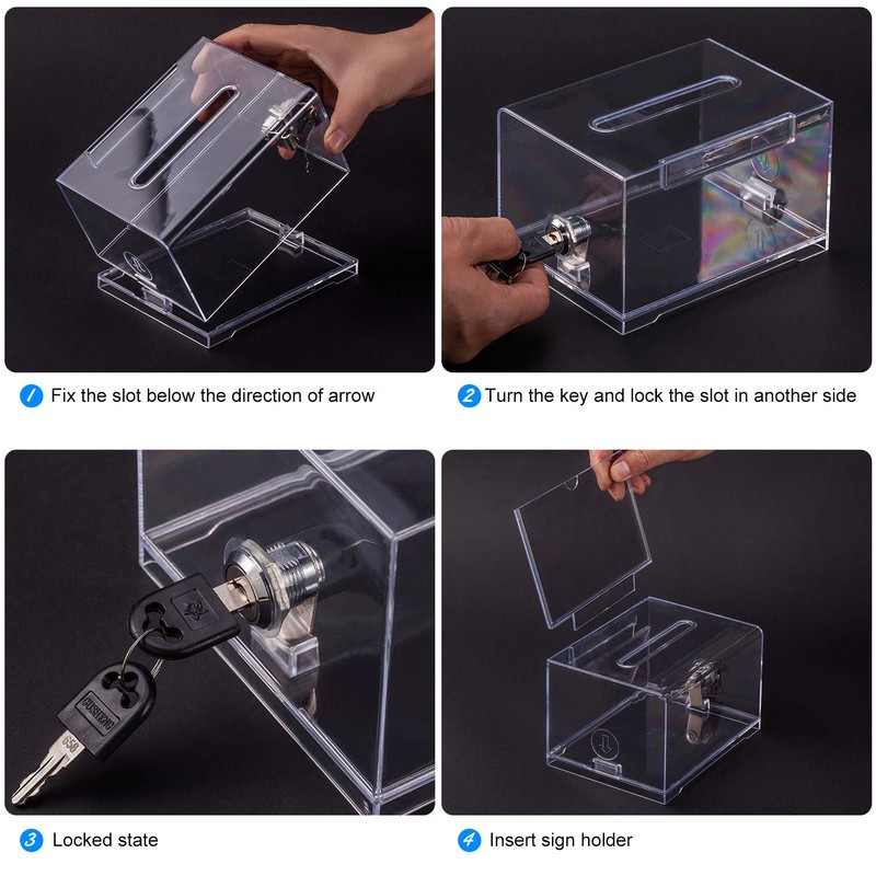 Polmart Clear Donation Box with Lock - Secure Ballot Box