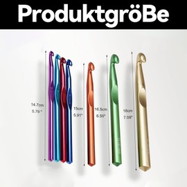 Wjelet Pack of 7 Crochet Hook Set Large Crochet Hooks 6.5 mm to 15 mm, Includes 10 mm and 12 mm, Crochet Hooks Ergonomic Handle, Ideal for Thick Wool, Perfect for Blankets, Rugs and Bulky Yarn
