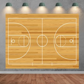 SADFA 7x5ft Basketball Backdrop Basketball Court Wooden Floor Sports Theme Photo Background Birthday Party Banner Decoration Booth Props