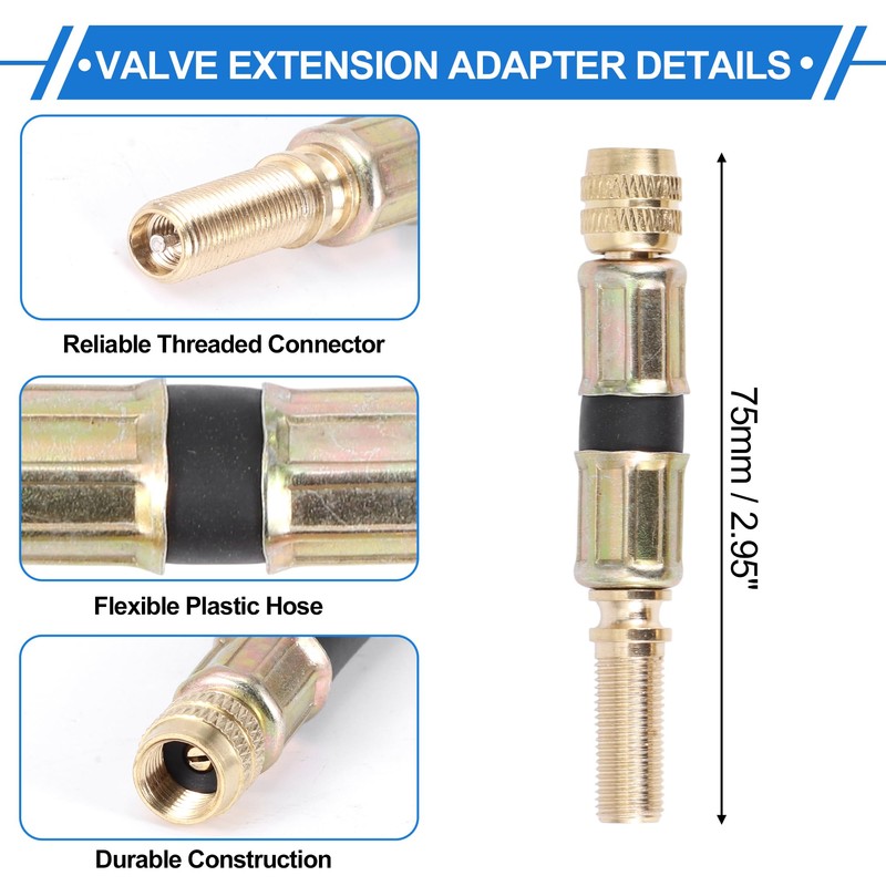 VekAuto 1Set 180 Degrees Copper Tire Valve Extension with Flexible
