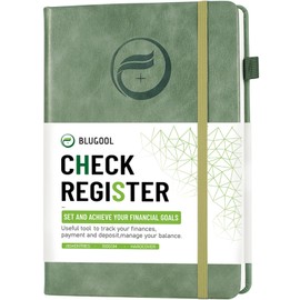Check Registers for Personal Checkbook, Blugool Checkbook Register with Check & Transaction Registers, Accounting Ledger Log Book for Personal and Work, 5.8" x 8.3" (Green)