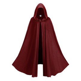Regenboog Renaissance Costume Men Women,Burgundy Medieval Renaissance Cloak,Adult Victorian Cape,Red Velvet Cape,43inch