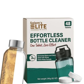 Salem's Elite Water Bottle Cleaning Tablets- Clean Stainless Steel, Tumblers, Thermos, Reusable Water Bottles, Baby Bottles and Sports Bottle 48 Effervescent Cleaner Tablets