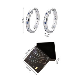 2 Pieces of Starry Sky Earrings, 1 Piece of Storage Box, Women's Earrings, Hoop Silver Earrings, Fashionable Diamond Earrings, Suitable for Dates, Parties, And Daily Wear (Silver)