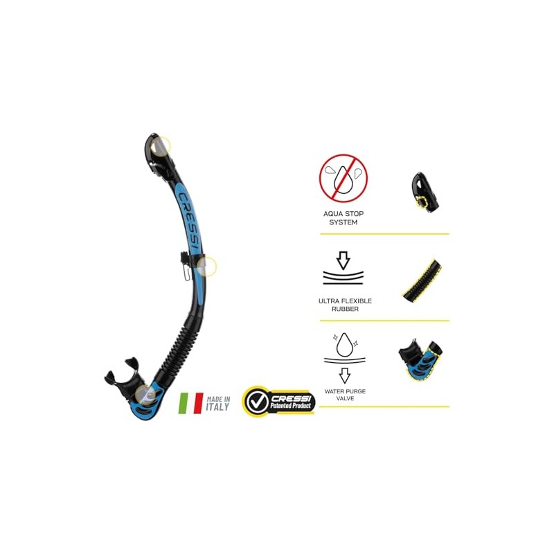 CRESSI Unisex Adult Alpha Ultra Dry Snorkel Dry Snorkel Ideal