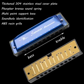 Harmonica Armonica Mouth Organ Blues Harmonica Key of C 10 Hole 20 Tone Polyphony Diatonic Harp with Case for Blues Folk Jazz Pop for Music Student Teacher Teaching Beginner Gift