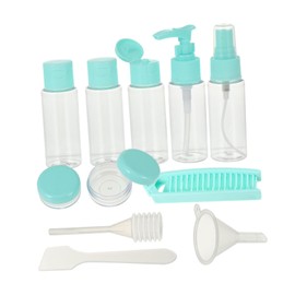 Mikinona 11pc Travel Toiletries Bottles Set Refillable Empty Travel Bottles for Women Leakproof Sub-Packing