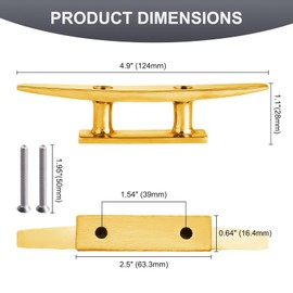RiaYer Marine Dock Cleats 5 Inch, Gold 316 Stainless Steel Boat Cleats Heavy Duty with Mounting Hardware, Marine Grade Dock Hardware for Boat, Kayak, Pontoon, 2 Pack