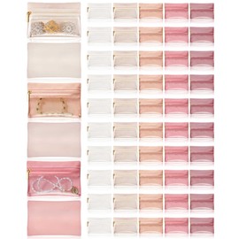 Uiifan 50 Pcs Travel Jewelry Bag Flannel Jewelry Pouch Portable Jewelry Organizer for Jewelry Zipper Pocket