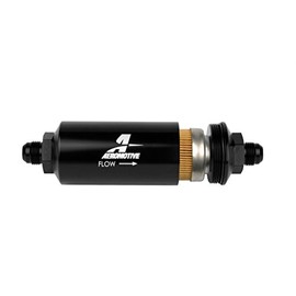Aeromotive 12377 In-Line Filter (- AN -8 Male 10 Micron Fabric Element Bright Dip Black Finish)