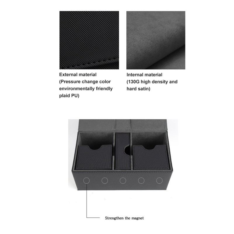 Card Deck Box with 3 Drawers Large Capacity Magnetic Closure